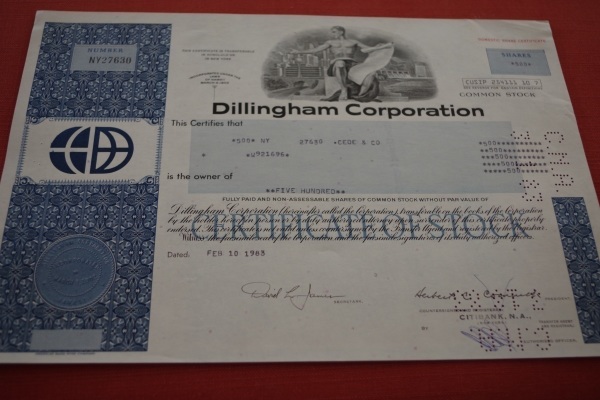 Osakekirja Yhdysvallat Dillingham Corporation Huuto Net