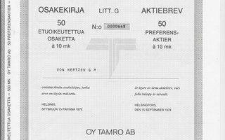 1978 Tamro Oy, Helsinki pörssi osakekirja