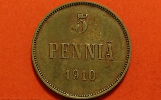 5 penniä 1910, harvinainen. (KD31)