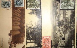 Belgialaisia 30-luvun Postikortteja Merkkeineen 12 Kpl