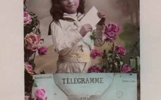LAPSI / Tummahiuksinen poika ja telegrammi. 1900-l.