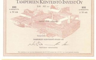 1988 Tampereen Kiinteistö Invest Oy spec, osakekirja