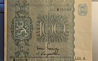 Seteli 100 markkaa  1945   B 1070358 Litt. A