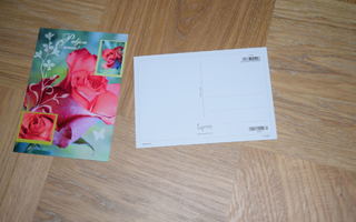 postikortti ruusu paljon onnea