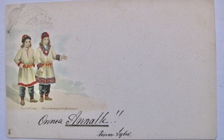 VANHA Postikortti Muinaissuomalainen Kansallispuku 1901