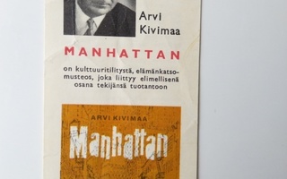 Mainoskirjanmerkki Arvi Kivimaa Manhattan Otava 1958
