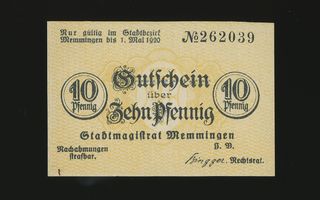 Saksa Notgeld 10 Pfennig, Memmingen