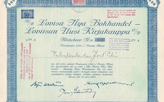 1943 Loviisan Uusi Kirjakauppa Oy, Loviisa osakekirja