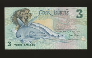 Cook Islands 3 Dollars 1987, P03a, UNC