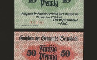 Saksa Notgeld 10, 50 Pfennig, Bernsbach 4.5.1917