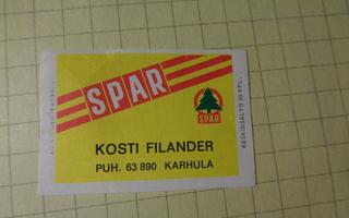 TT-etiketti Spar Kosti Filander, Karhula