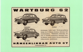 Wartburg 1962 mallit - lehtimainos A5 laminoitu