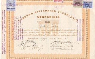 1925 Tyrvään Kirjapaino Oy, Vammala osakekirja