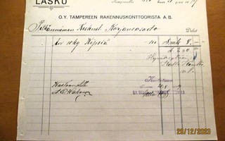 1919 Tampere Rakennuskonttoori lasku