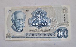 Norja Norge Norway 10 kr 1981 HYVÄ Lähes Pakkasileä