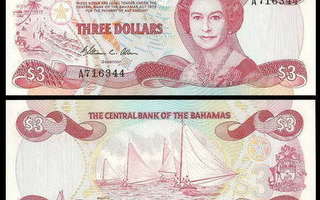 Bahamas 3 Dollar 1984 UNC ALE!