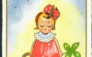 Lapsi - Ujo pieni tyttö - Kortti 1940-50-luvulta