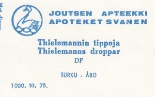 Thielemannin tippoja   Joutsen Apteekki  Turku   a50