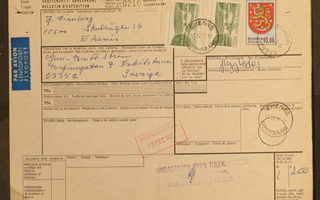 # 19229 # Osoitekortti Tammisaari -> Ruotsiin