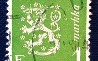 1942  m/-30  Leijonamerkki vihreä  1 mk, Lape262 o
