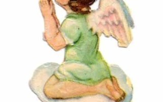 ENKELI / Polvistuva vihreämekkoinen enkeli. 1940-l.
