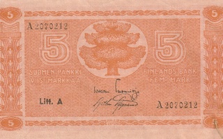 Suomi  5 markkaa 1945  Litt. A  A 2070212