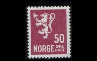 Norja 189 ** Leijonatyyppi III vesil. 50 öre (1937)