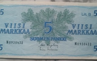 Suomen Pankki 5 mk seteli 1963