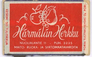 Tulitikkuetiketti Tampere Härmälän Herkku