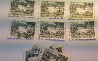 Malli 1954 Järvimaisema vihreä postimerkki 5 markka