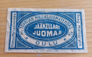 Jääkellari juomaa Toppila Oulu etiketti!