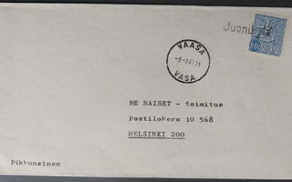 Pp-leima JUONIKYLÄ / Vaasa 1967 kirjeellä
