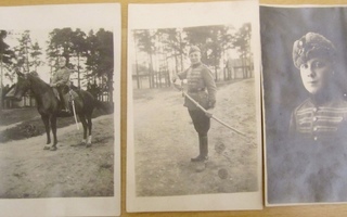 3 VANHAA Valokuvaa Rakuunat Miekka ym1920-l Postikorttikoko