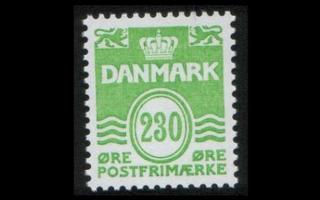 Tanska 792 ** Aaltoviiva 230 öre vaaleanvihreä (1984)