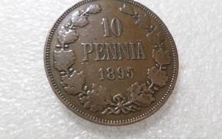 10  penniä  1895  Hieman patinoitunut