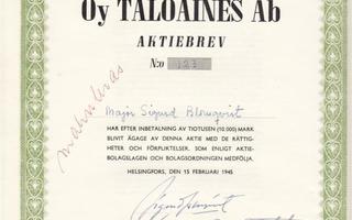 1945 Taloaines Oy,  Helsinki osakekirja