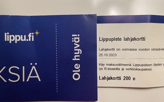 Lippu.fi lahjakortti arvo 200€