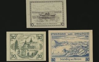 Itävalta Notgeld 10, 20, 50 Heller, Schörfling 1920