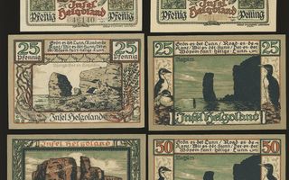 Saksa Notgeld 2x20, 2x25, 2x50 Pfg, Helgoland 1921