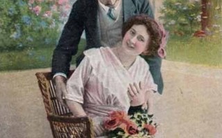 RAKKAUS / Romanttinen pari puiden alla. 1900-l.