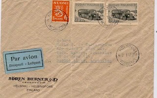 1947 30mk postiauto ym lentokirje Argentiinaan
