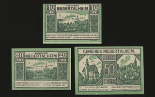 Itävalta Notgeld 10, 20, 50 Heller, Niedertalheim 1920