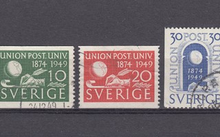 Ruotsi 1949 Fa 390A - 392 UPU 75 v.