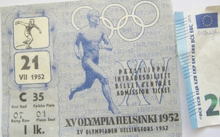 VANHA Lippu Olympia Helsinki 1952 Yleisurheilu 21.7.52