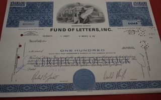 Osakekirja Yhdysvallat Fund of Letters, Inc. 1968