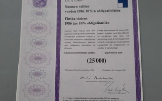 obligaatio Suomen valtio -86 10% 25.000