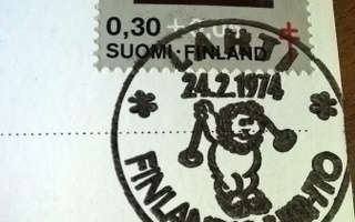 Postikortti Finlandia Hiihto Lahti 1974 erikoisleimalla