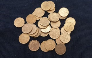 5 pennin kuparikolikoita 1963 - 1976