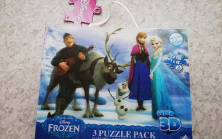 Disney Super 3D Frozen 3xpalapeli 2x100 ja 1x48 palaa