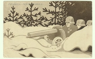 Harry Niemisen piirtämä sotilaspostikortti
